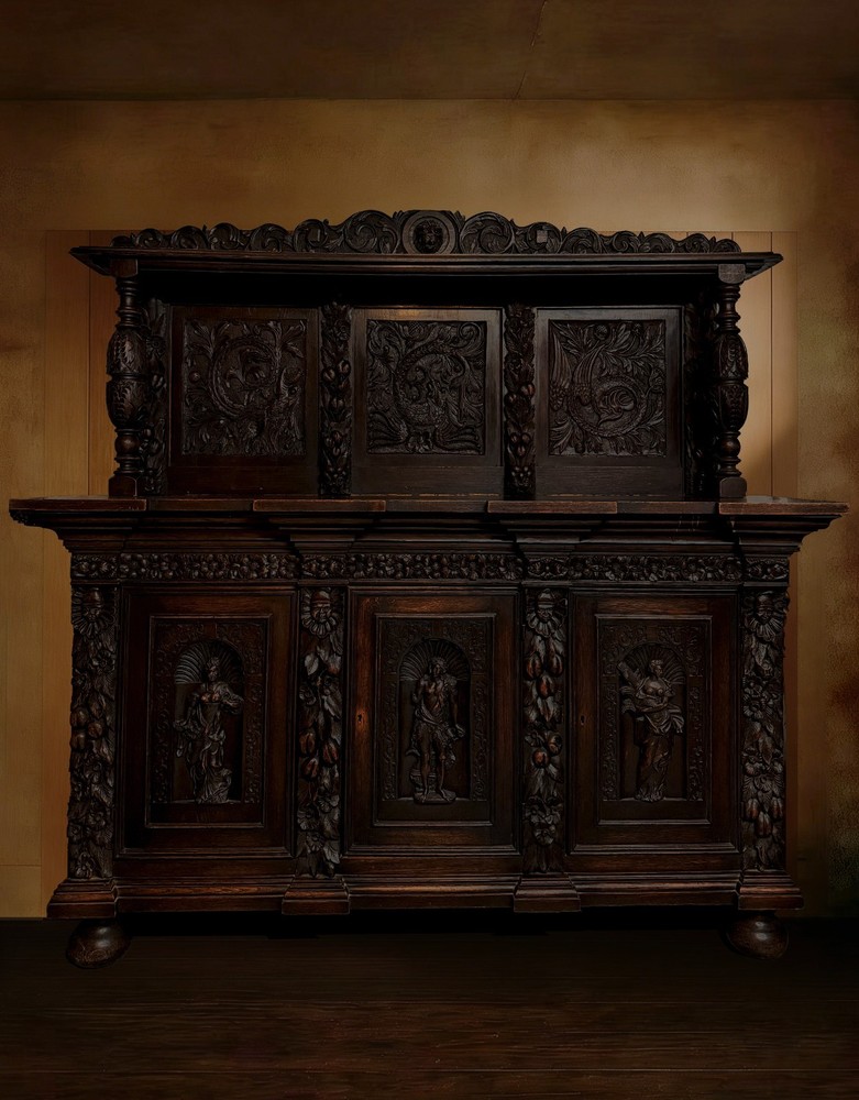 19th Century Hand Carved Museum Grade Oak Sideboard / Buffet