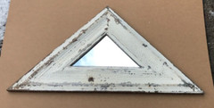 VTG Salvaged Triangle. 16X32 Shabby White Tin Ceiling Wrapped Mirror Old 153-25B