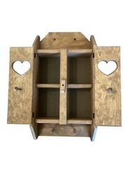 Rustic Solid Wood Hanging Medicine Spice Cabinet Primitive Custom VTG Hearts