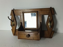 vintage wall hanging cabinet shaving medicine mirror carved wood hooks