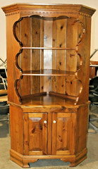 Vintage Solid Knotty Pine Custom Corner Cabinet – Rustic Country American