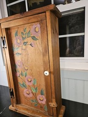 Vintage Wooden Cupboard Cabinet Hand Painted Floral Bathroom Storage