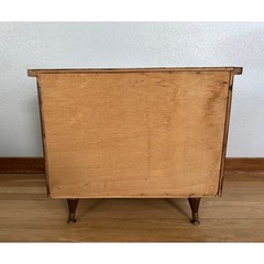 Mid-Century Wood Record Cabinet with Sliding Doors and Brass Pulls