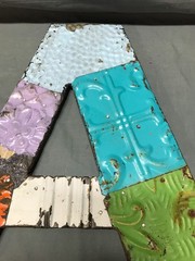 Decorative Salvaged Tin Ceiling 16″ Patchwork Mix Color Letter A Metal 1663-25B