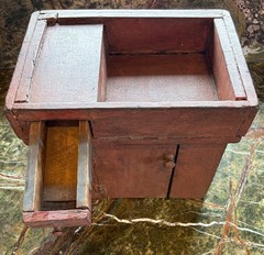 RARE ONE OF A KIND ANTIQUE PRIMITIVE CHILD’S TOY DRY SINK NICE RED PAINT