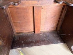 Antique early 20th c Childs childrens Wood Step back Kitchen Cupboard