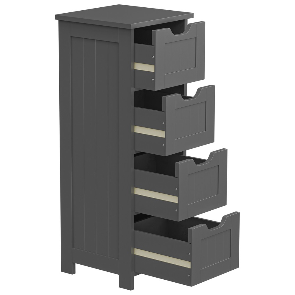 Bathroom Storage Cabinet Side Cabinet with 4 Drawers Entryway Cupboard Gray