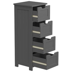 Bathroom Storage Cabinet Side Cabinet with 4 Drawers Entryway Cupboard Gray