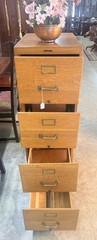 Antique American Tiger Oak Imperial Methods Co 4 Drawer Filing Cabinet 52″