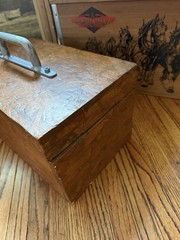 Vintage Handmade Mechanist Tool Box Chest Box Wood Metal Handle Primitive Rustic