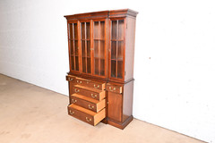 Councill Craftsmen Georgian Carved Mahogany Breakfront Bookcase Cabinet