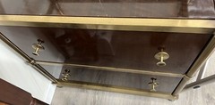 Brass and Walnut Frasier Etagere By Baker Laura Kirar Collection Shelf