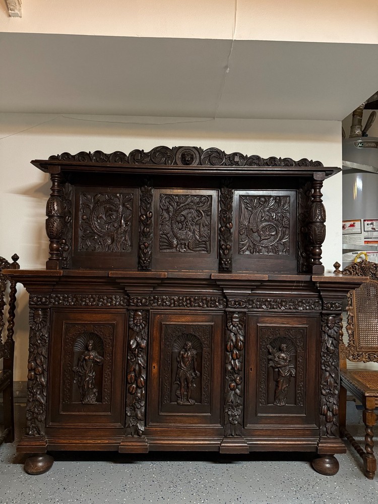 19th Century Hand Carved Museum Grade Oak Sideboard / Buffet