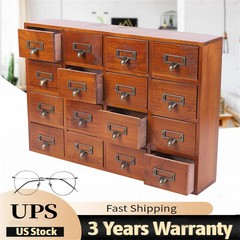 16 Drawers Vintage Tabletop Library Card Catalog Cabinet Apothecary Storage Box