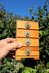 Mini Pine Wooden Vintage Storage Cabinet Chest Four Drawers-Brass Handles