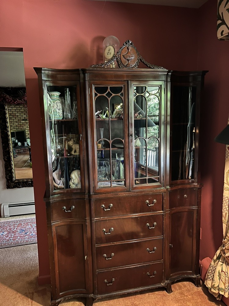 Beautiful 1940’s Antique Mahogany China Cabinet with secretary Desk