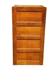 Antique Arts & Crafts Tiger Oak Four Drawer Office File Cabinet – Brass Hardware