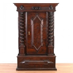 Italian Baroque carved walnut baroque cabinet-17th/18th c.