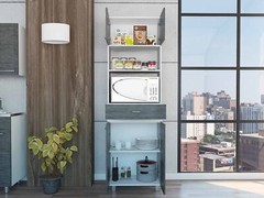 79″ Gray Pantry Cabinet with Three Storage Shelves