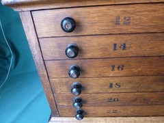 Antique Solid Oak Jessen & Rosburg Chicago Six Drawer Watch Makers Cabinet