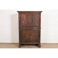 Antique Belgian Gothic Revival Carved Oak Bar Cabinet, Circa 1880s