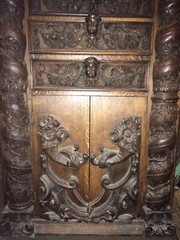 RARE Antique Carved Cupid Floral Cabinet One Of A Kind Piece 65” Shipping Ok