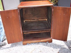 Ribbon Mahogany Inlaid Cabinet Entertainment Center (DR12)