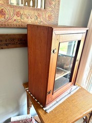Vtg Wood Display Cabinet | Glass Door Display Cabinet | Apothecary Wood Cabinet