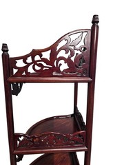 Vintage Chinese Solid Rosewood Corner Etagere Cabinet Carved Whatnot Shelf Heavy