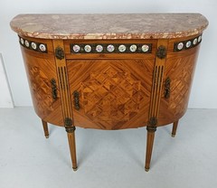 Cabinet Wood Marble top Inlay Marquetry Brass Trims medallions Commode cabinet v