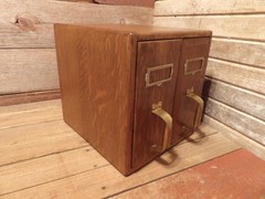 Vintage YAWMAN Wood File Cabinet Desktop Document Organizer Storage Chest, Mail