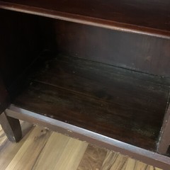 VTG 1950 Mid-Century Hand Made Walnut Wood & Glass Door 49″H Cabinet – 6 Shelf