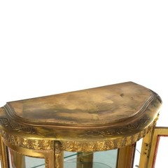 French Louis XVI Style Vernis Martin Decortated Gilt Wood & Ormolu Vitrine c1890