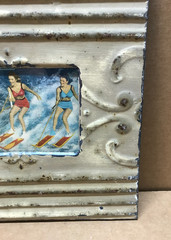 VTG 11″ Sq. Photo 4×6 Tin Ceiling Metal Shabby Mocha Picture Frame Old 923-26B