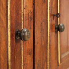 Ancien Cupboard with Étagère Walnut Gilded Rounds Italy 17th Century Certified