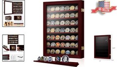 Challenge Coin Display Cabinet – Solid Wood, HD Glass Door, Holds 100 Coins