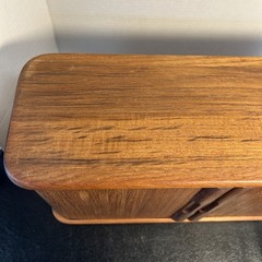 Vintage Mid Century Kalmar Teak Tambour Door Wall Mount Cabinet