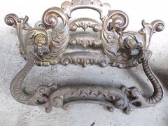 VICTORIAN FANCY DRESSER DRAWER PULL Set 4 & ESCUTCHEON ORIGINAL SALVAGED