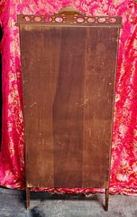 Antique Carved Wood Display Cabinet Floral Basket Crest Rococo Revival 54x24x12