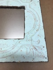 VTG Decorative Salvaged Tin Ceiling 12″ Sq. Metal Shabby Blue Mirror Old 676-26B