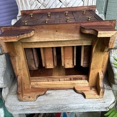 Antique Apothecary Spice Chest, Footed Horizontal Cabinet, 8 Drawers Brass Knobs