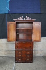 Vintage Thomasville Cherry Blockfront Secretary Bookcase Cabinet Dry Bar Cabinet