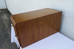 Early 1900s Oak Tabletop Two Drawer Table Top Large Wooden Card File 6128