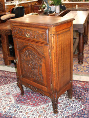 French Antique Carved Tiger Oak Louis XV Cabinet / Jam Cabinet