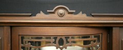 Antique Vintage Wood Wooden Bowed Glass Curio China Cabinet Server Breakfront