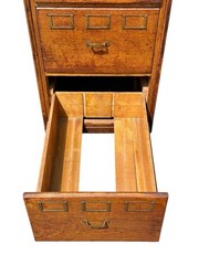 Antique Arts & Crafts Tiger Oak Four Drawer Office File Cabinet – Brass Hardware