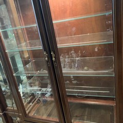 VTG 1960 Jasper Cherry Wood & Glass 5 Shelf Lighted Curio Display Cabinet 78″H