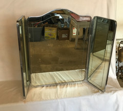VTG 1950 Deco 26×37 Vanity Arch Top Tri-Fold Mirror Medicine Cabinet Old 649-26B