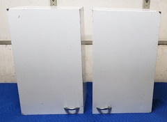 Vintage Marvel of Chicago brand white steel kitchen cabinet set Models 215 & 250