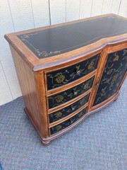 67862 Hand-Painted Floral Accent Cabinet with Drawers and Door
